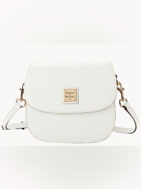 Dooney & Bourke White Saffiano Saddle Bag with Fashion Bag Charm NWT